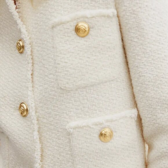 Mango Pocket Tweed Jacket w/ Gold Buttons | Size M - Picture 5 of 11